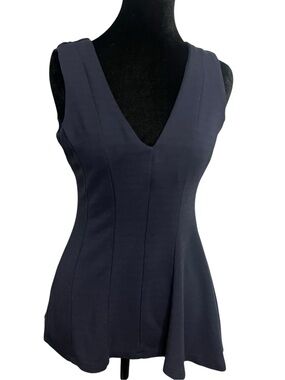 H&M Navy V-Neck Peplum Tank Top small